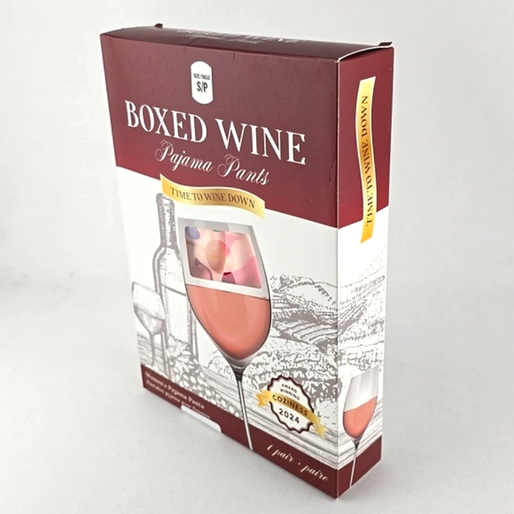 Boxed Wine Women's Novelty Soft Pajama Pant Wine Feature Print Size S
